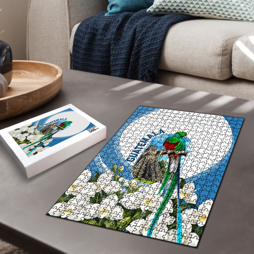 Guatemala Puzzle Quetzal Mayan Ruins Orchid Flag