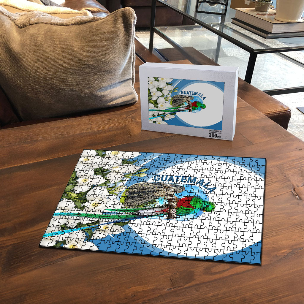 Guatemala Puzzle Quetzal Mayan Ruins Orchid Flag