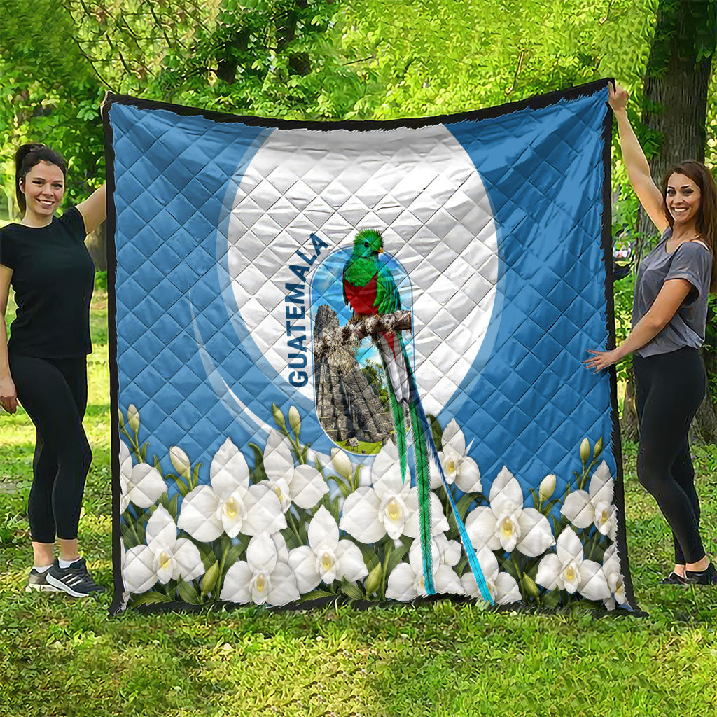 Guatemala Quilt Quetzal Mayan Ruins Orchid Flag