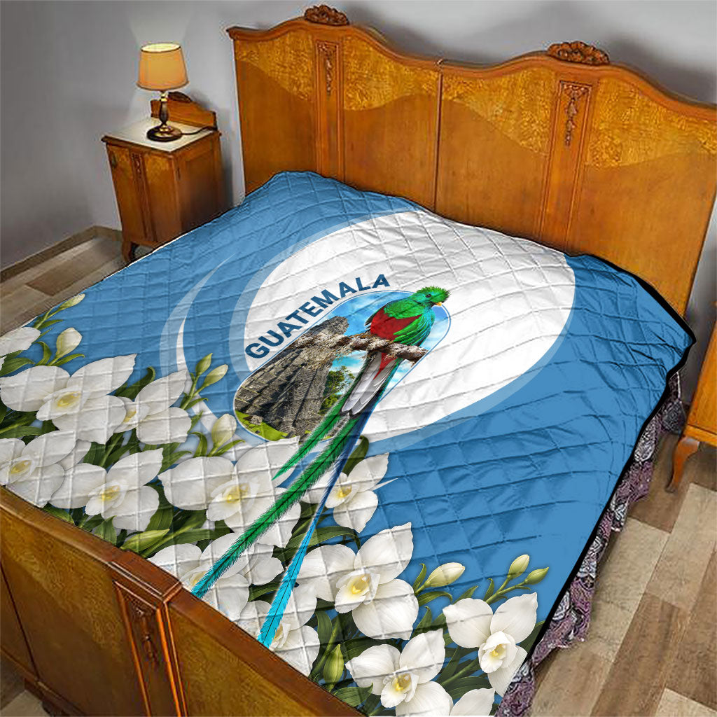 Guatemala Quilt Quetzal Mayan Ruins Orchid Flag