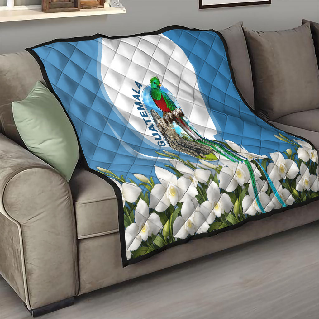 Guatemala Quilt Quetzal Mayan Ruins Orchid Flag