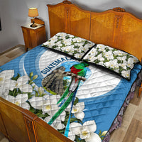 Guatemala Quilt Bed Set Quetzal Mayan Ruins Orchid Flag