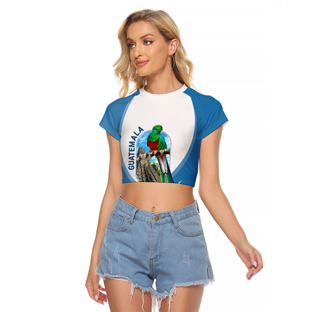 Guatemala Raglan Cropped T Shirt Quetzal Mayan Ruins Orchid Flag
