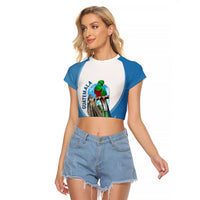Guatemala Raglan Cropped T Shirt Quetzal Mayan Ruins Orchid Flag