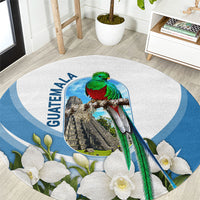 Guatemala Round Carpet Quetzal Mayan Ruins Orchid Flag