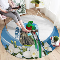 Guatemala Round Carpet Quetzal Mayan Ruins Orchid Flag