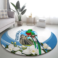 Guatemala Round Carpet Quetzal Mayan Ruins Orchid Flag