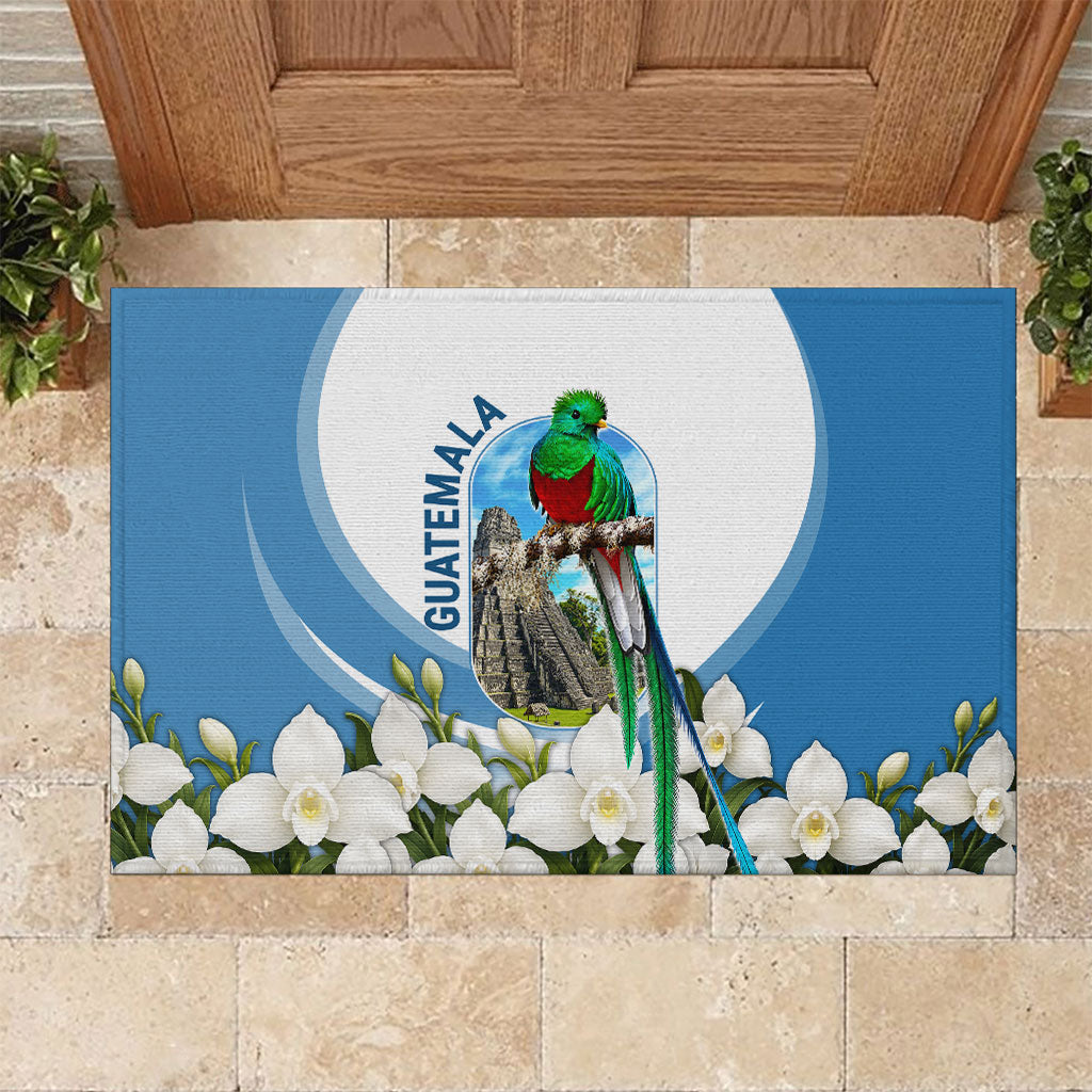 Guatemala Rubber Doormat Quetzal Mayan Ruins Orchid Flag