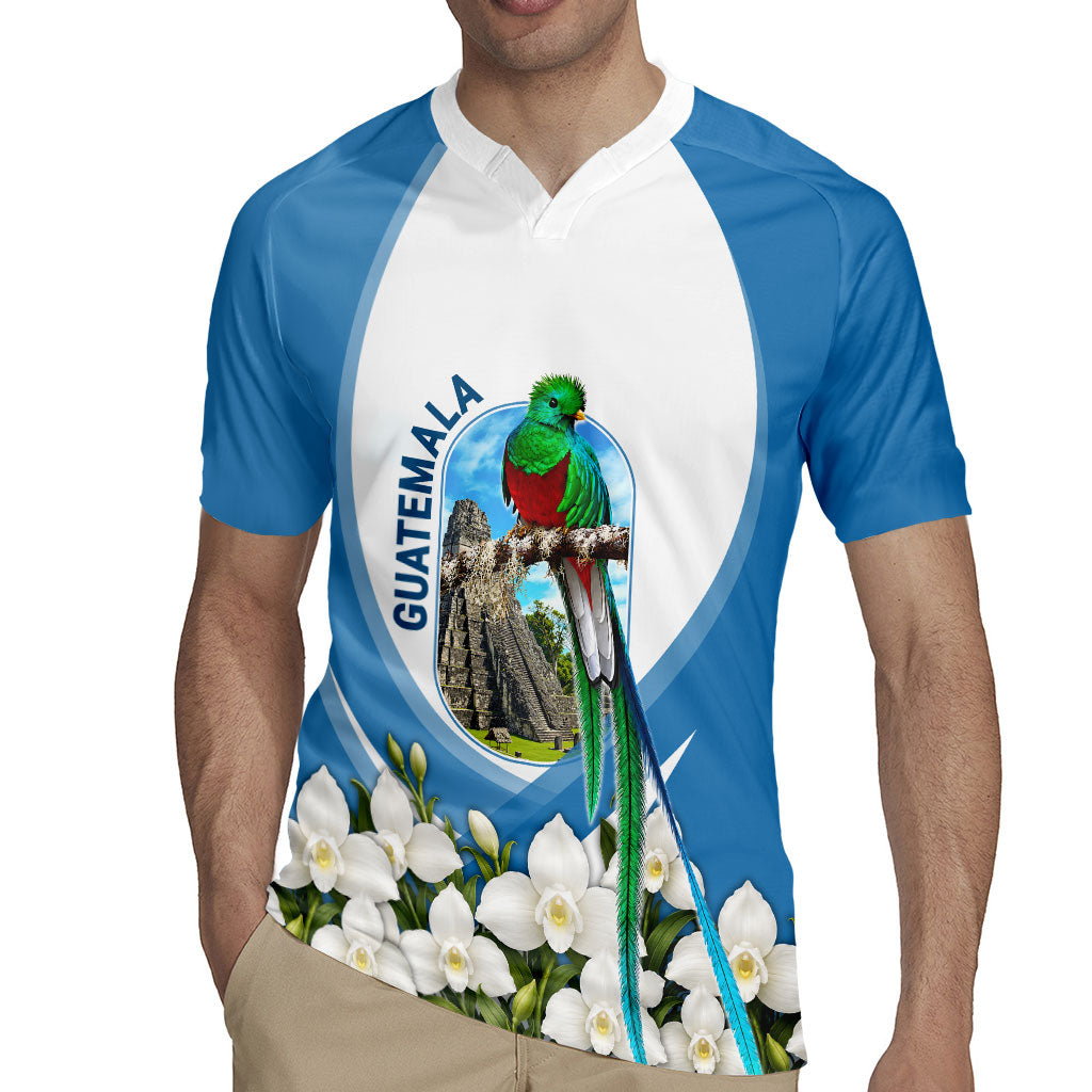 Guatemala Rugby Jersey Quetzal Mayan Ruins Orchid Flag