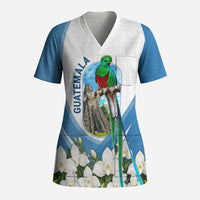 Guatemala Scrub Top Quetzal Mayan Ruins Orchid Flag