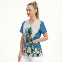 Guatemala Scrub Top Quetzal Mayan Ruins Orchid Flag