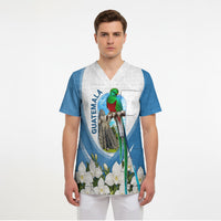 Guatemala Scrub Top Quetzal Mayan Ruins Orchid Flag