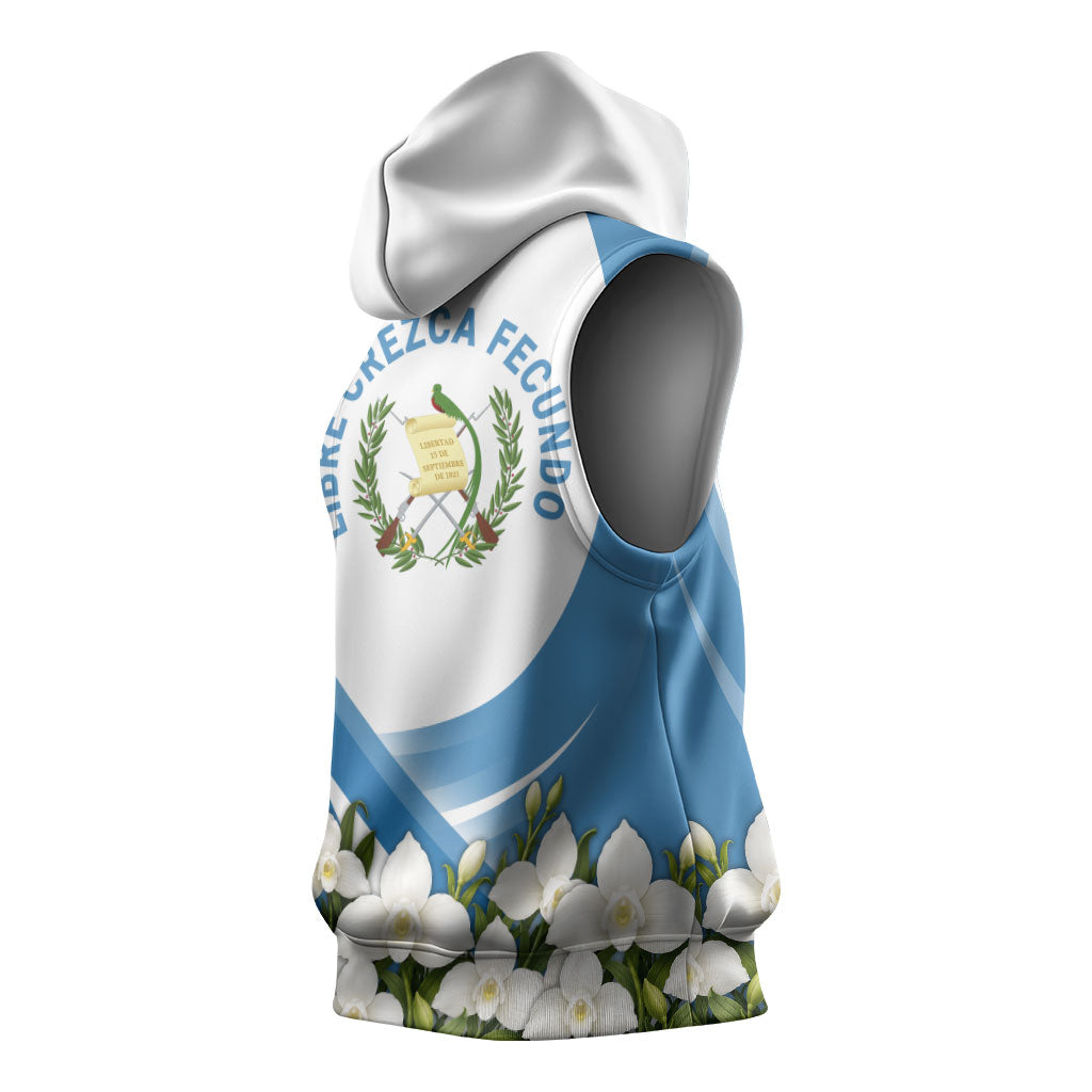 Guatemala Sleeveless Hoodie Quetzal Mayan Ruins Orchid Flag