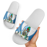 Guatemala Slide Sandals Quetzal Mayan Ruins Orchid Flag