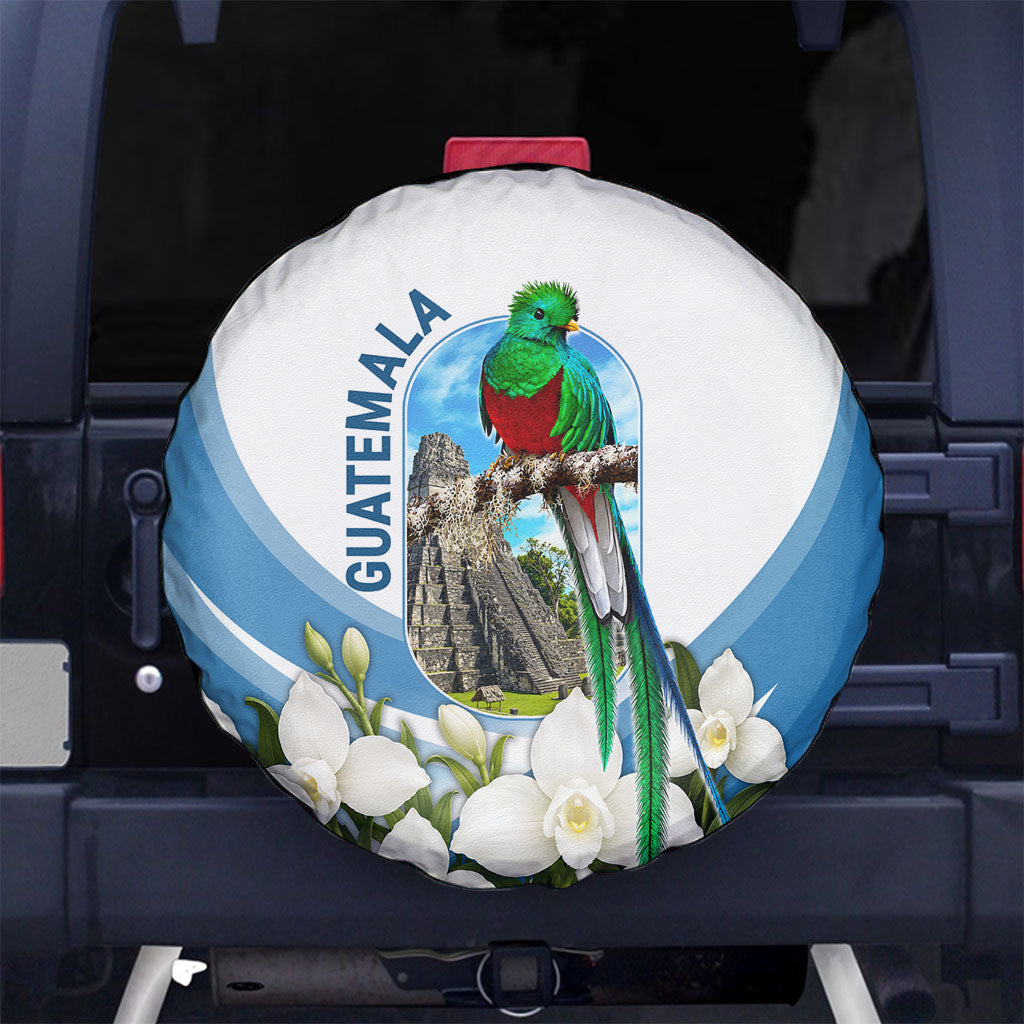 Guatemala Spare Tire Cover Quetzal Mayan Ruins Orchid Flag