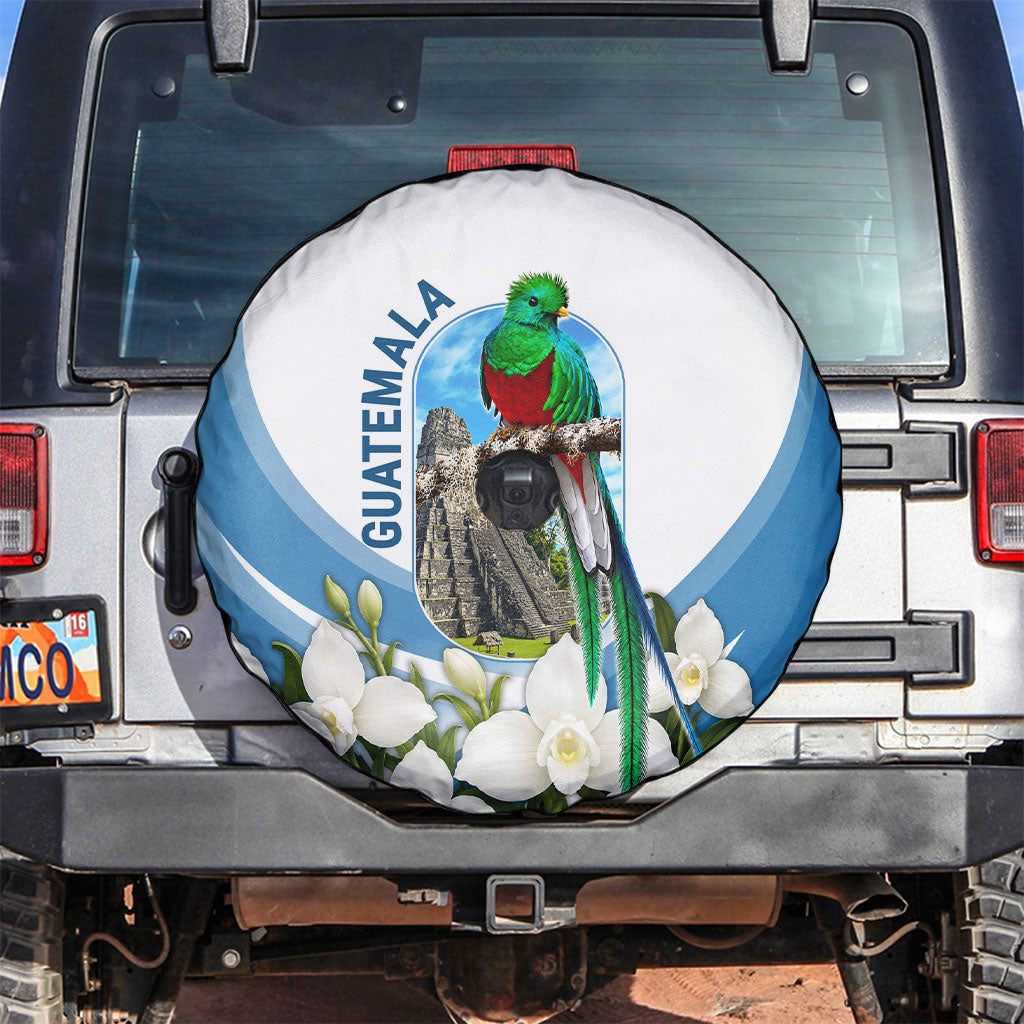 Guatemala Spare Tire Cover Quetzal Mayan Ruins Orchid Flag