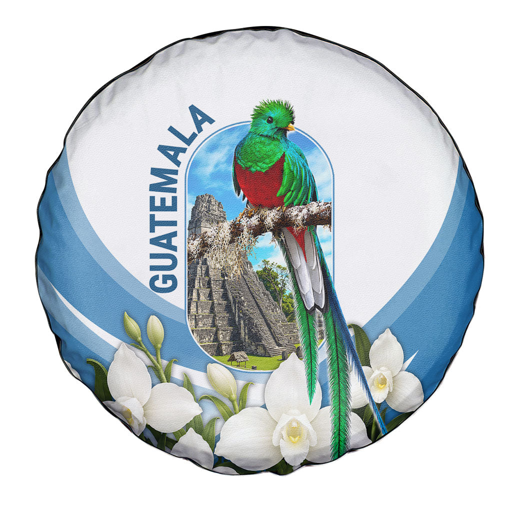 Guatemala Spare Tire Cover Quetzal Mayan Ruins Orchid Flag