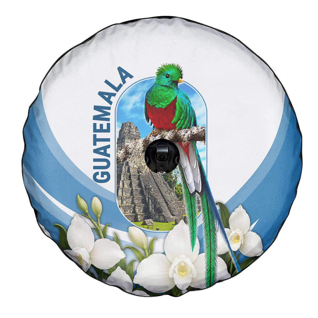 Guatemala Spare Tire Cover Quetzal Mayan Ruins Orchid Flag