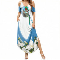 Guatemala Summer Maxi Dress Quetzal Mayan Ruins Orchid Flag