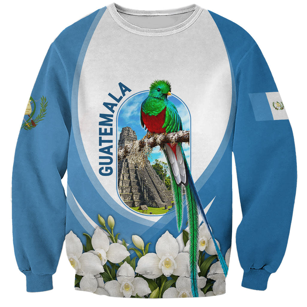 Guatemala Sweatshirt Quetzal Mayan Ruins Orchid Flag
