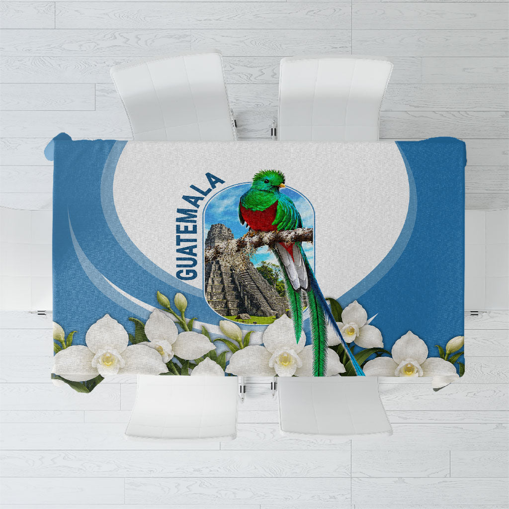 Guatemala Tablecloth Quetzal Mayan Ruins Orchid Flag