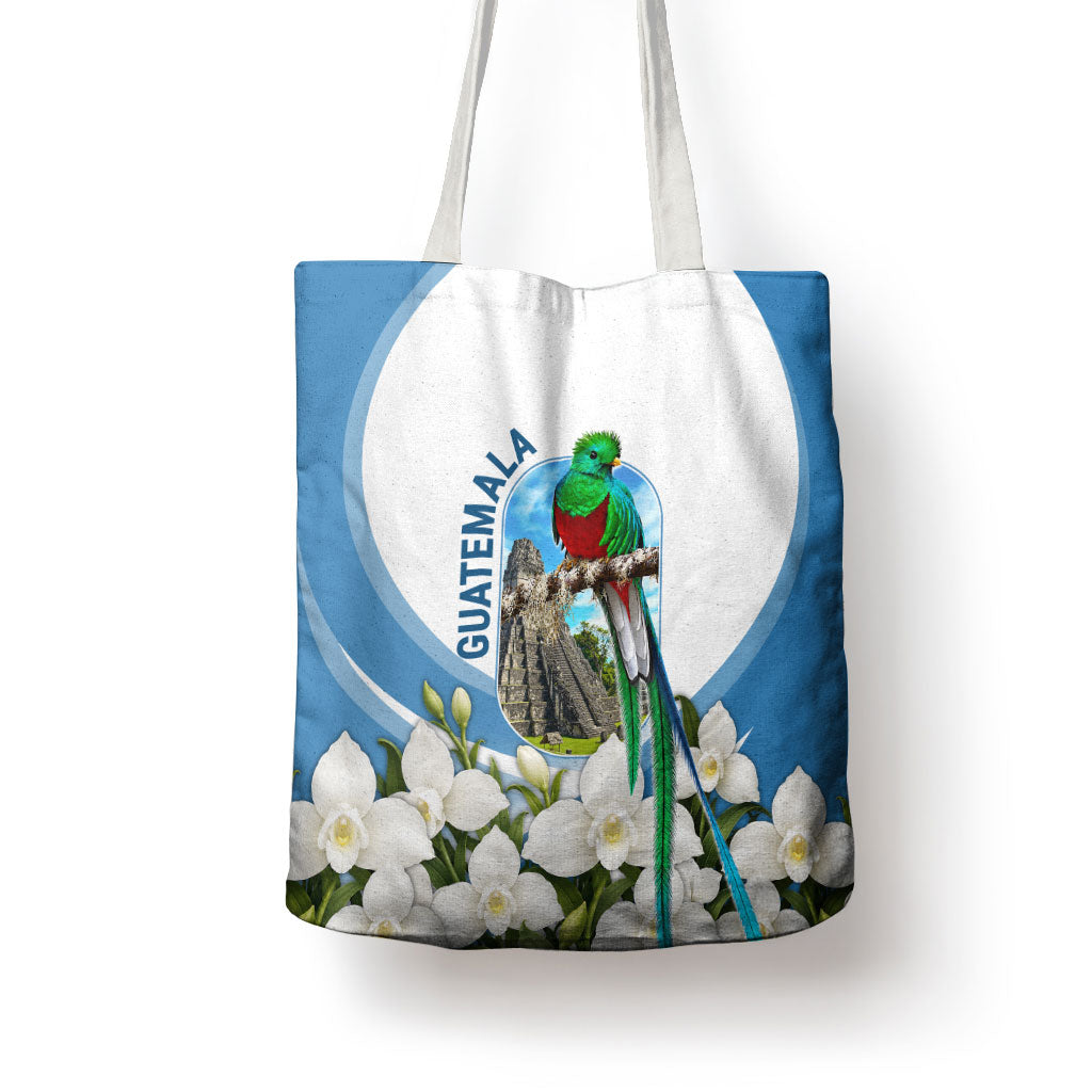 Guatemala Tote Bag Quetzal Mayan Ruins Orchid Flag