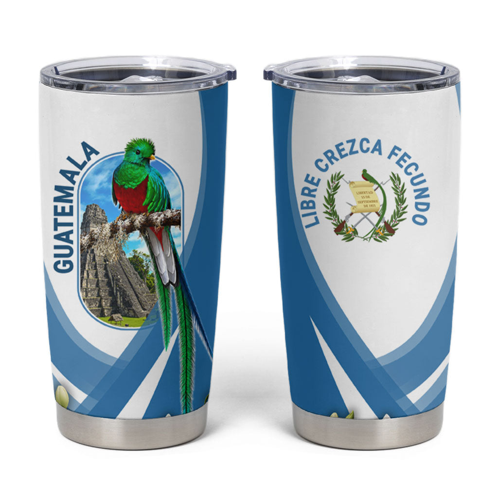 Guatemala Tumbler Cup Quetzal Mayan Ruins Orchid Flag