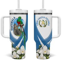 Guatemala Tumbler With Handle Quetzal Mayan Ruins Orchid Flag
