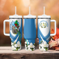 Guatemala Tumbler With Handle Quetzal Mayan Ruins Orchid Flag