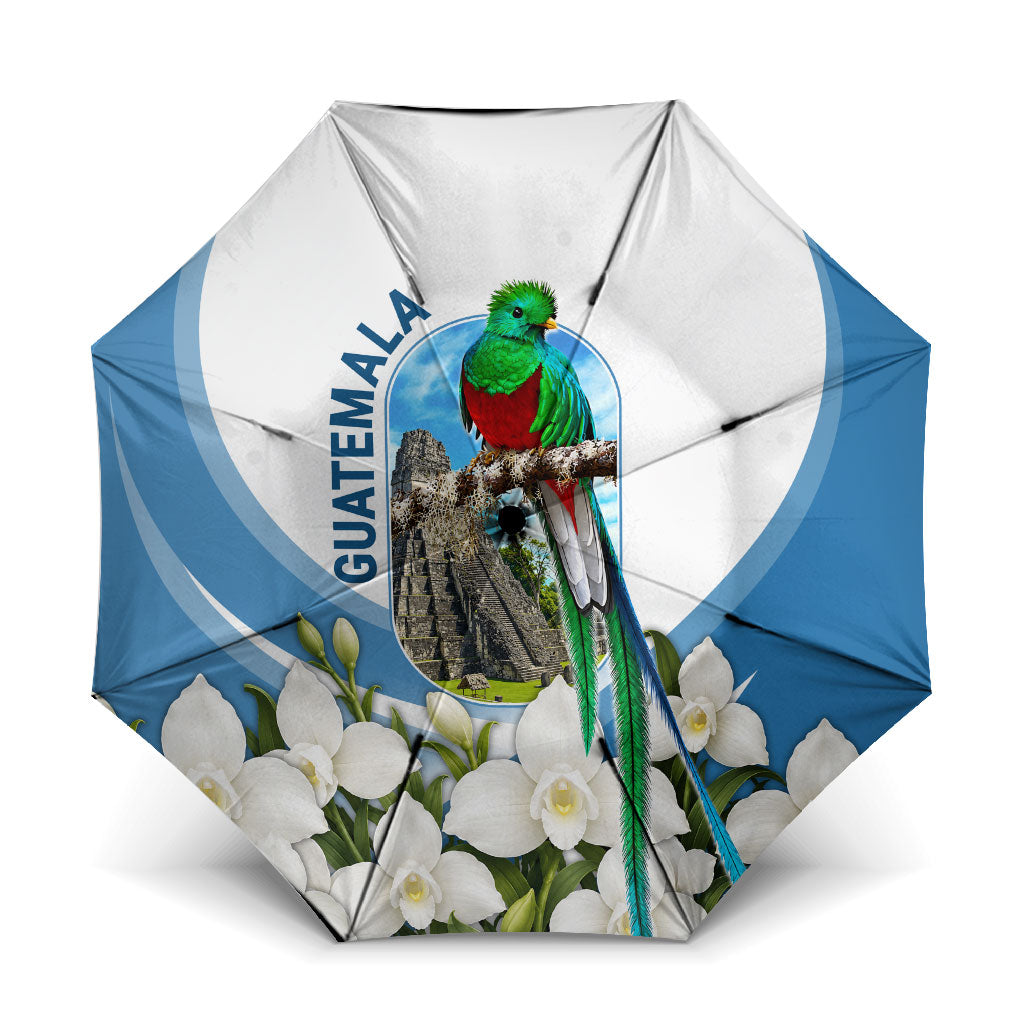 Guatemala Umbrella Quetzal Mayan Ruins Orchid Flag