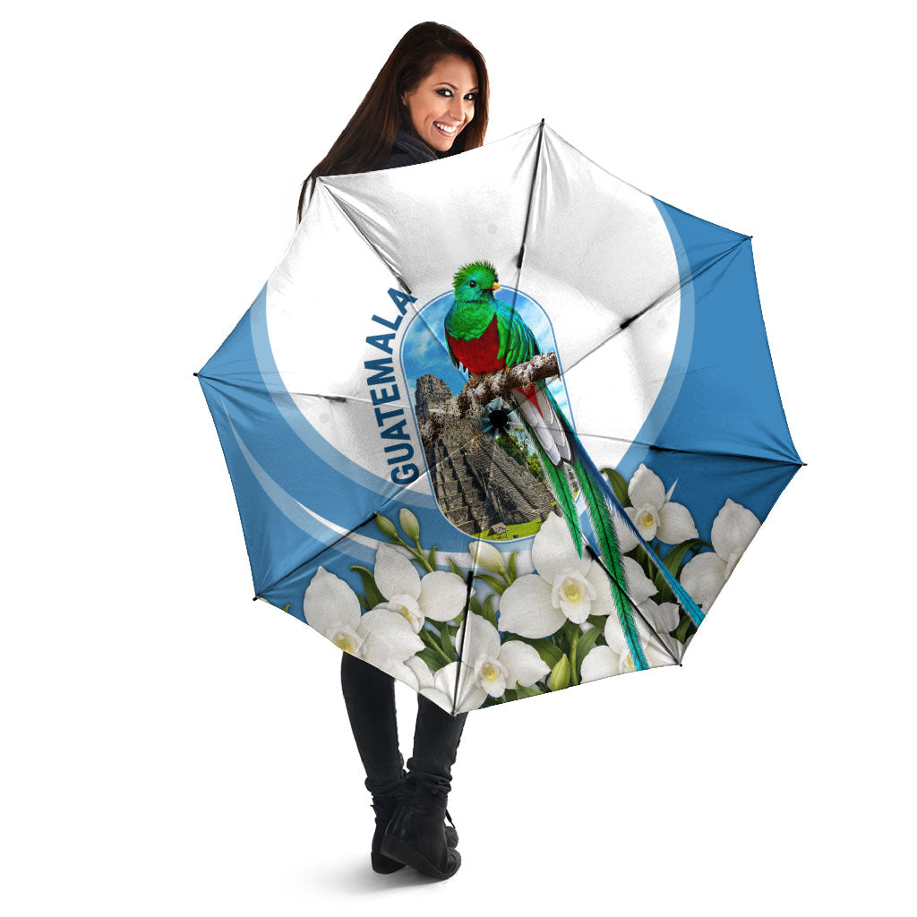 Guatemala Umbrella Quetzal Mayan Ruins Orchid Flag