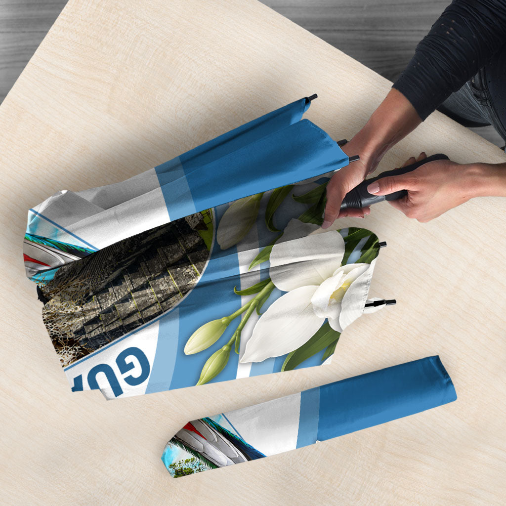 Guatemala Umbrella Quetzal Mayan Ruins Orchid Flag