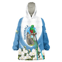 Guatemala Wearable Blanket Hoodie Quetzal Mayan Ruins Orchid Flag