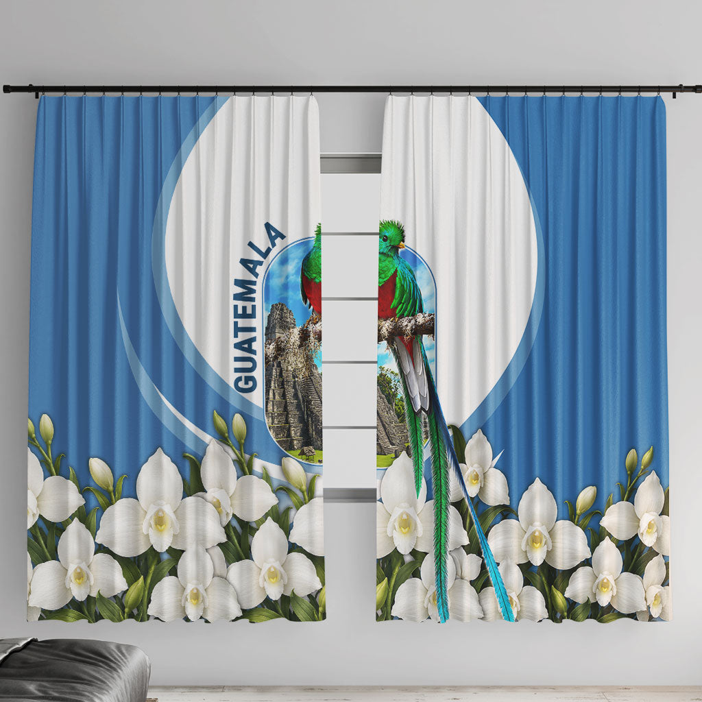 Guatemala Window Curtain Quetzal Mayan Ruins Orchid Flag