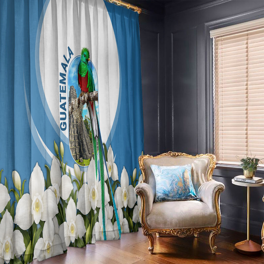 Guatemala Window Curtain Quetzal Mayan Ruins Orchid Flag