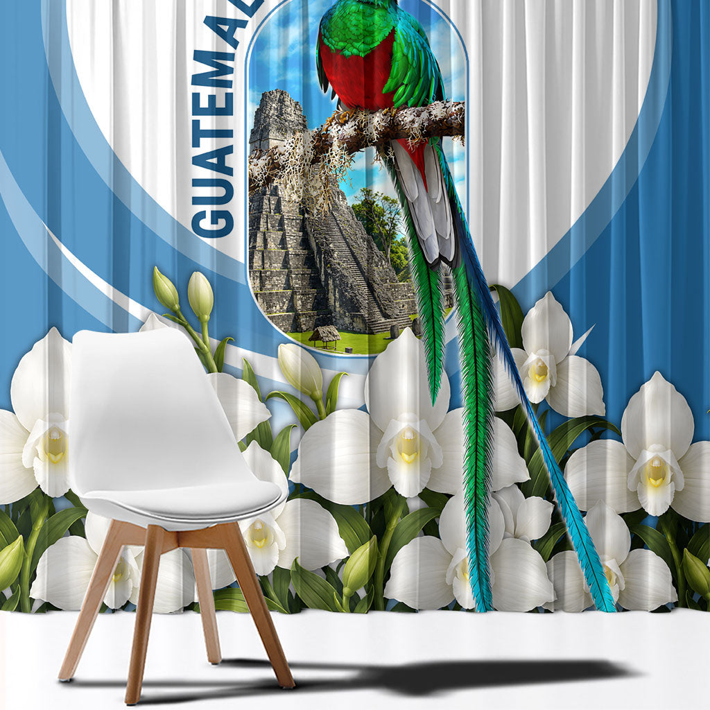 Guatemala Window Curtain Quetzal Mayan Ruins Orchid Flag