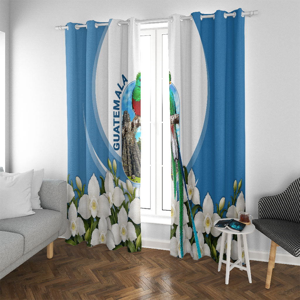Guatemala Window Curtain Quetzal Mayan Ruins Orchid Flag