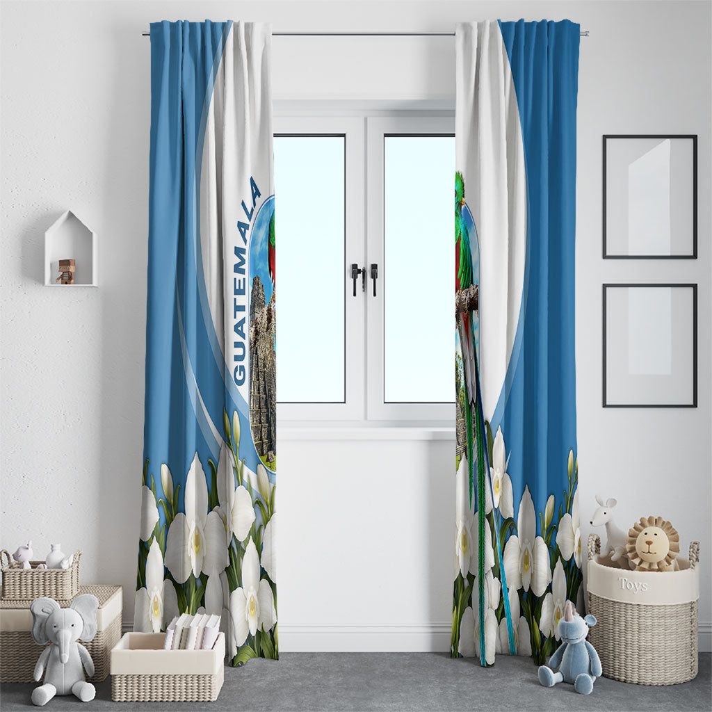 Guatemala Window Curtain Quetzal Mayan Ruins Orchid Flag