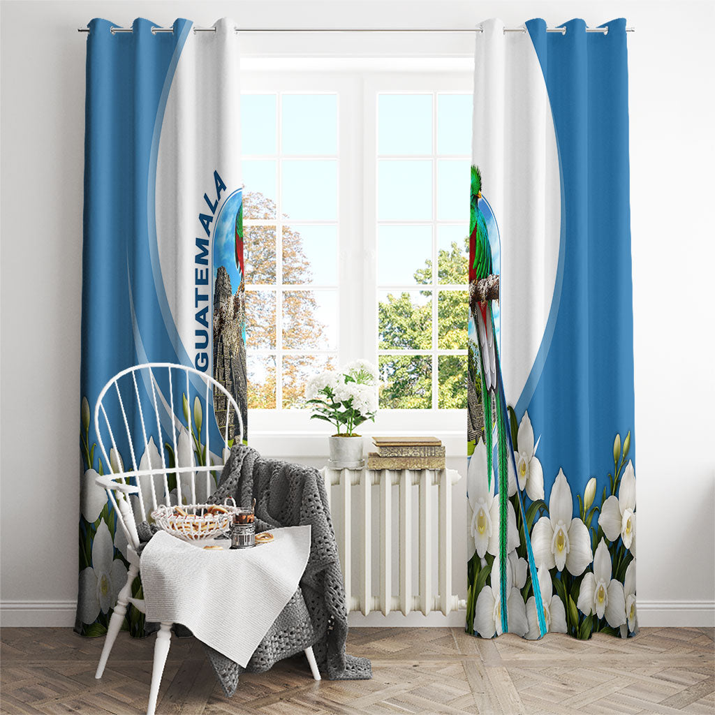Guatemala Window Curtain Quetzal Mayan Ruins Orchid Flag