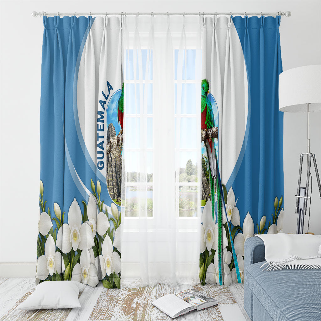 Guatemala Window Curtain Quetzal Mayan Ruins Orchid Flag