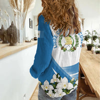 Guatemala Women Casual Shirt Quetzal Mayan Ruins Orchid Flag
