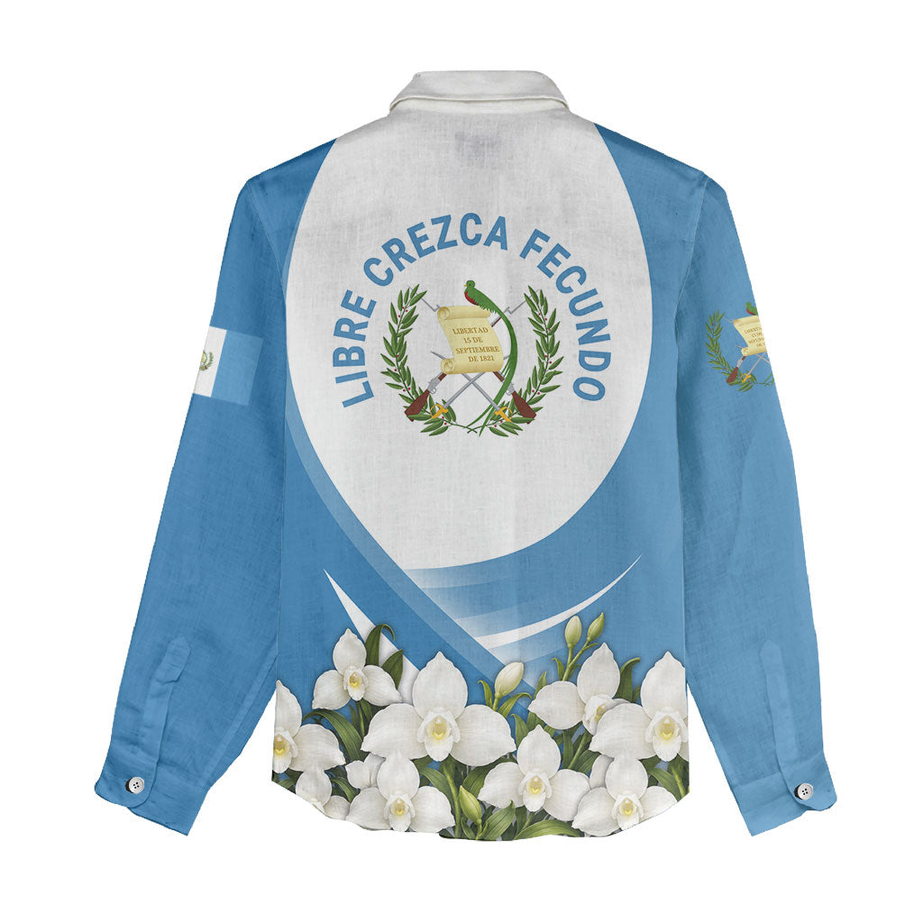 Guatemala Women Casual Shirt Quetzal Mayan Ruins Orchid Flag