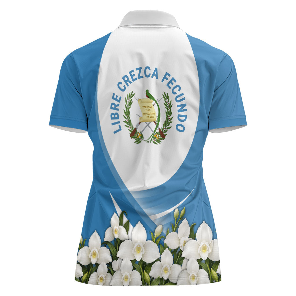 Guatemala Women Polo Shirt Quetzal Mayan Ruins Orchid Flag