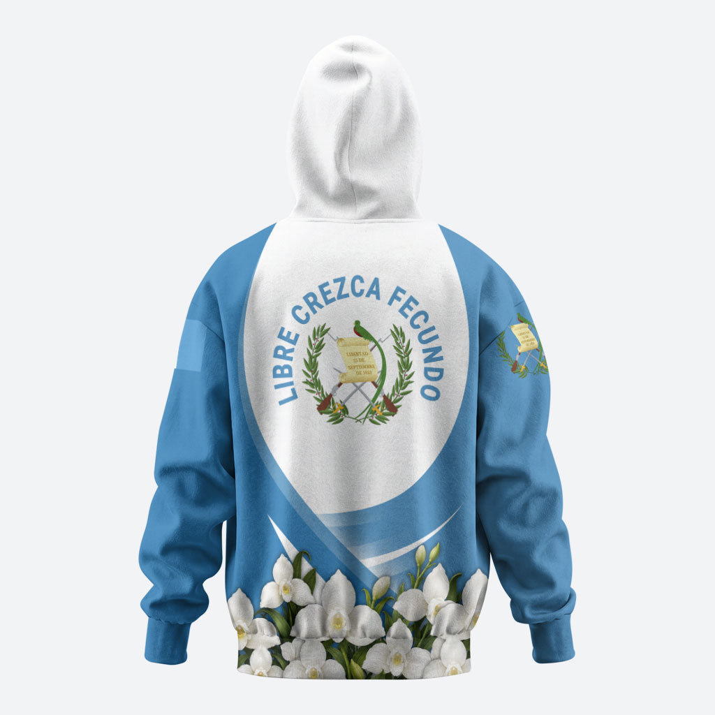 Guatemala Zip Hoodie Quetzal Mayan Ruins Orchid Flag