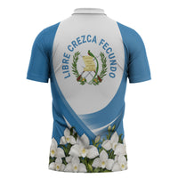 Guatemala Zipper Polo Shirt Quetzal Mayan Ruins Orchid Flag