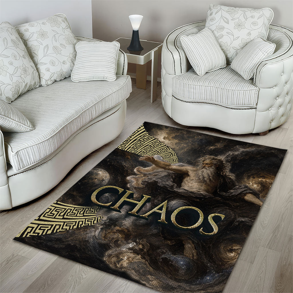 Greek God Of Chaos Area Rug Cosmic Nebula Classical Art Greek Key Pattern