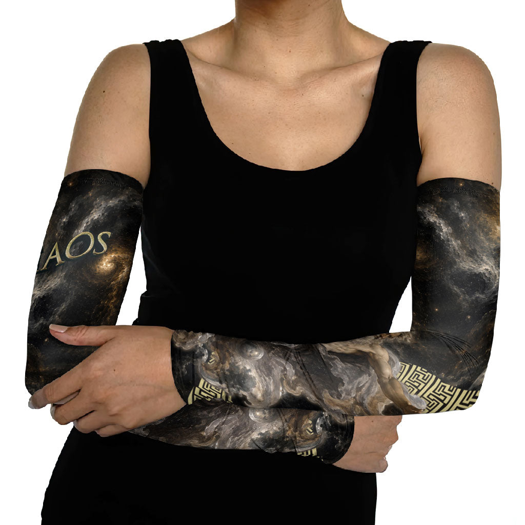 Greek God Of Chaos Arm Sleeves Cosmic Nebula Classical Art Greek Key Pattern