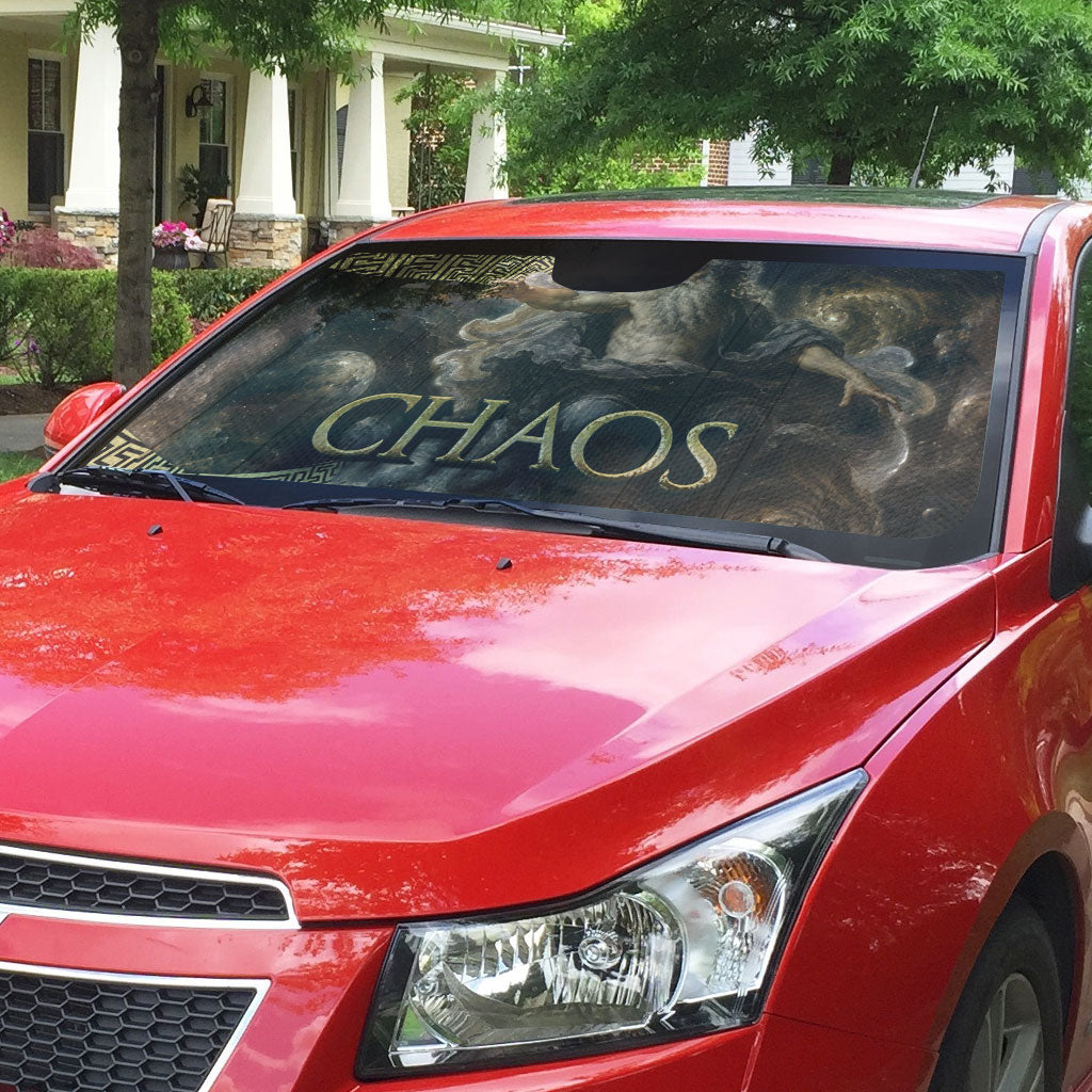 Greek God Of Chaos Auto Sun Shade Cosmic Nebula Classical Art Greek Key Pattern