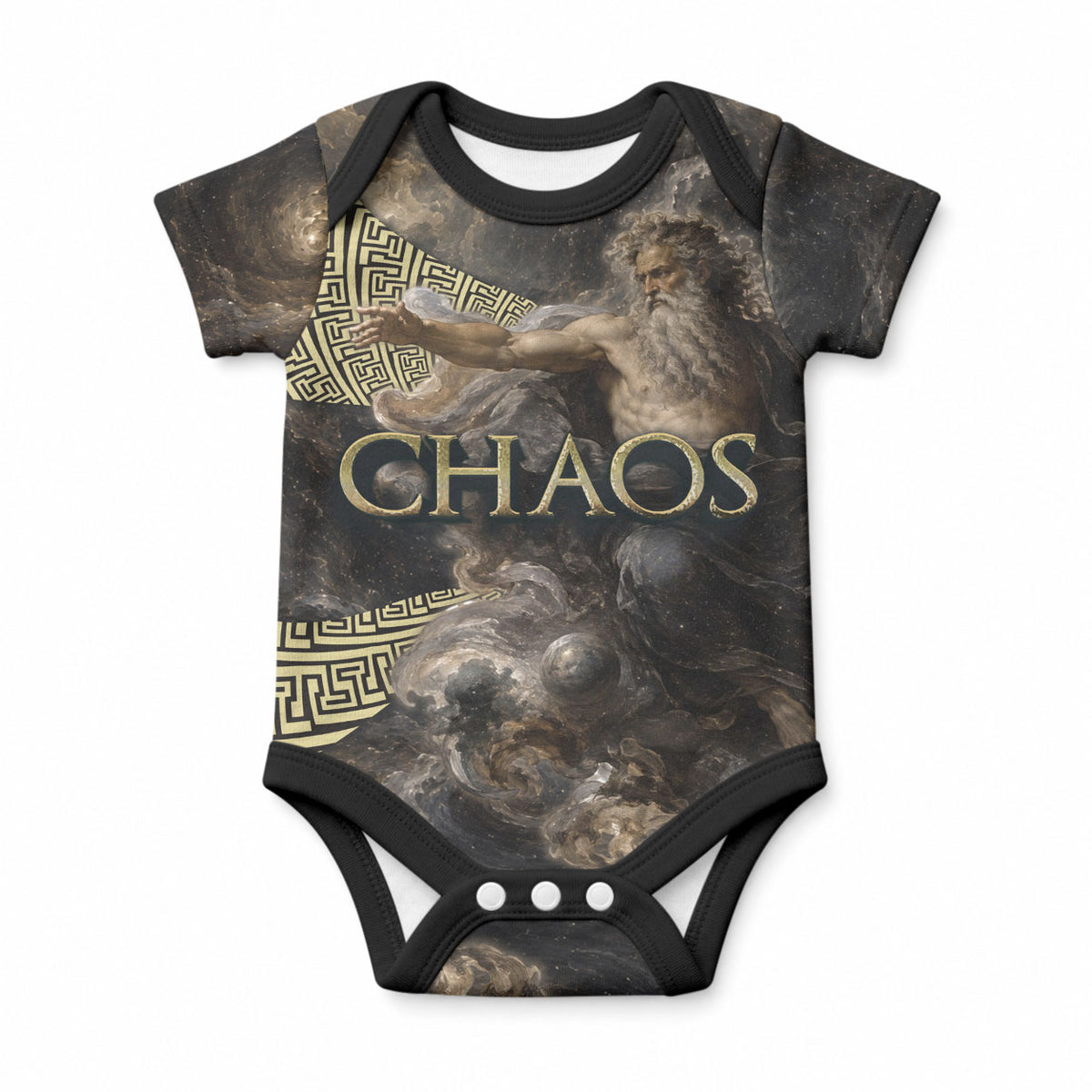 Greek God Of Chaos Baby Onesie Cosmic Nebula Classical Art Greek Key Pattern