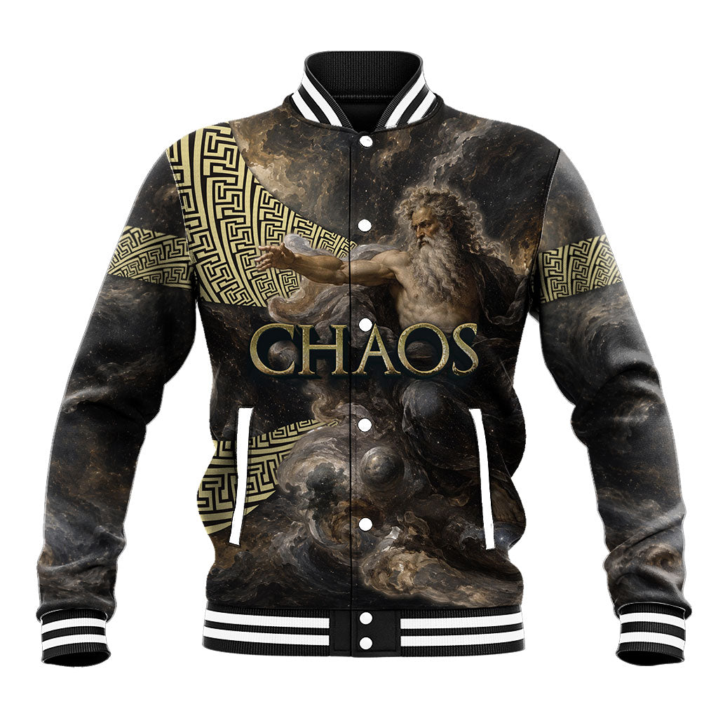Greek God Of Chaos Baseball Jacket Cosmic Nebula Classical Art Greek Key Pattern